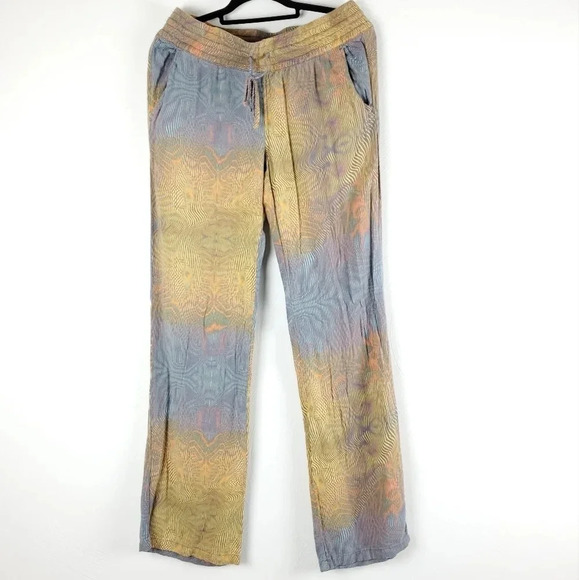 HURLEY Solana Wide Leg Beach Pool Lounge Rayon Drawstring Pants Large - Picture 1 of 10